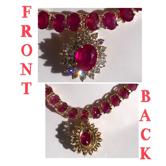 🌟SOLD!🌟Mozambique Ruby 14K Diamond Necklace - Picture 4 of 8